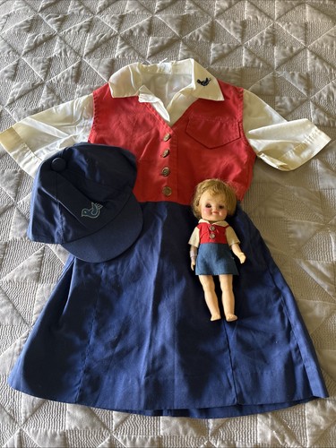 Vintage Girl Campfire Girl Blue Bird Uniform + Matching Doll