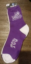 TCU Socks Large Two Pairs Purple And White