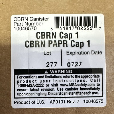 MSA CBRN Cap 1 CBRN PAPR Cap 1 Full Face Mask Size L Exp 06/27