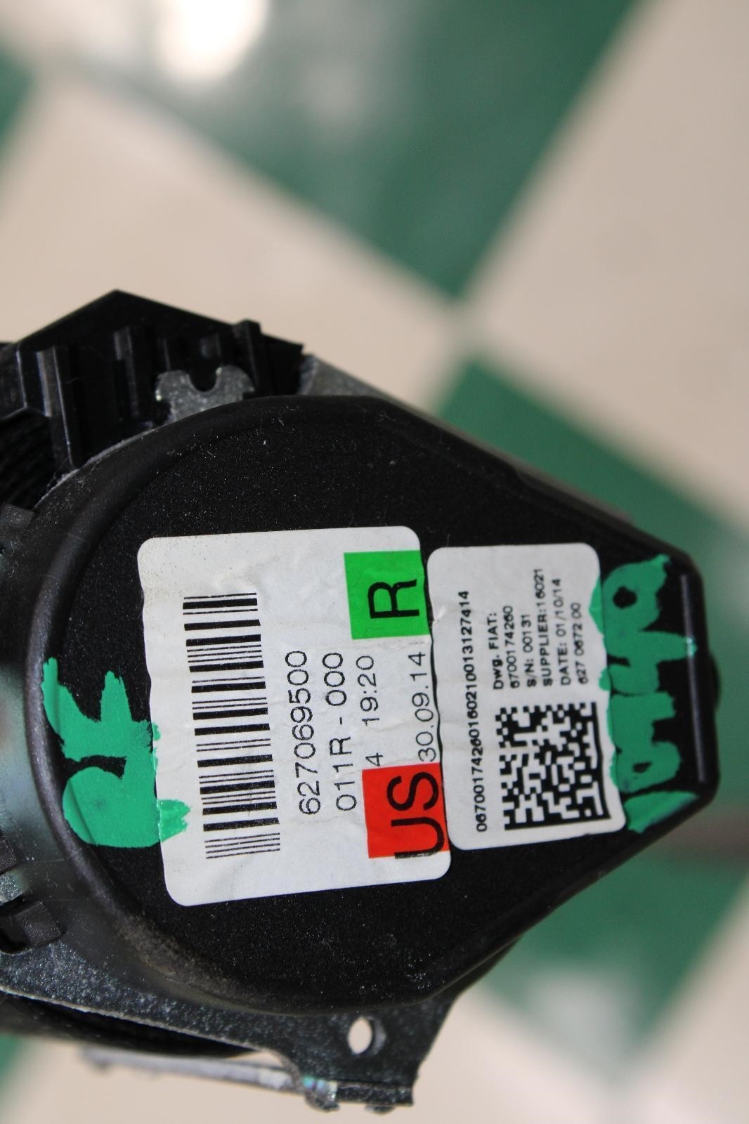 14-22 GHIBLI Black Passenger RH Right Front Seat Belt Assembly UNLOCKED OEM WTY