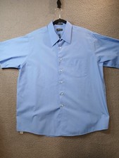 Arrow Men's XL Dress Shirt Short Button-up Blue Collared Pocket