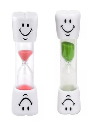 2 Stück Kinder Zahnbürste Timer Sand Timer 3 Minuten Sanduhr (rot+grün) 