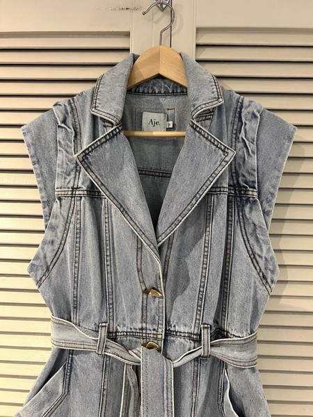 AJE “Belmond” Denim Mini  Vest Dress -  size  14