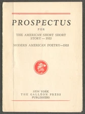 American Short Short Story Prospectus 1933 folder