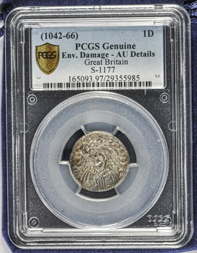 ANGLO-SAXON EDWARD III, THE CONFESSOR 1042-1066 PENNY S-1177 ++ PCGS GRADED AU +