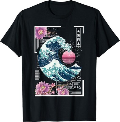 Vaporwave Synthwave 80's Japan Japanese Great Wave Tokyo 80s T-Shirt