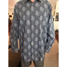 Dress Shirt, Perry Ellis 2XLT Mens Button Down Long Sleeve Paisley Print