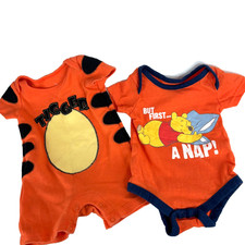 Vintage Disney Winnie The Pooh Tigger One Piece Romper Bodysuit 3-6 M Set of 2
