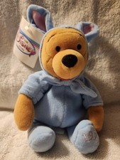 1999 Disney Store Winnie Pooh Bean Bag Plush Easter Bunny Blue 8"