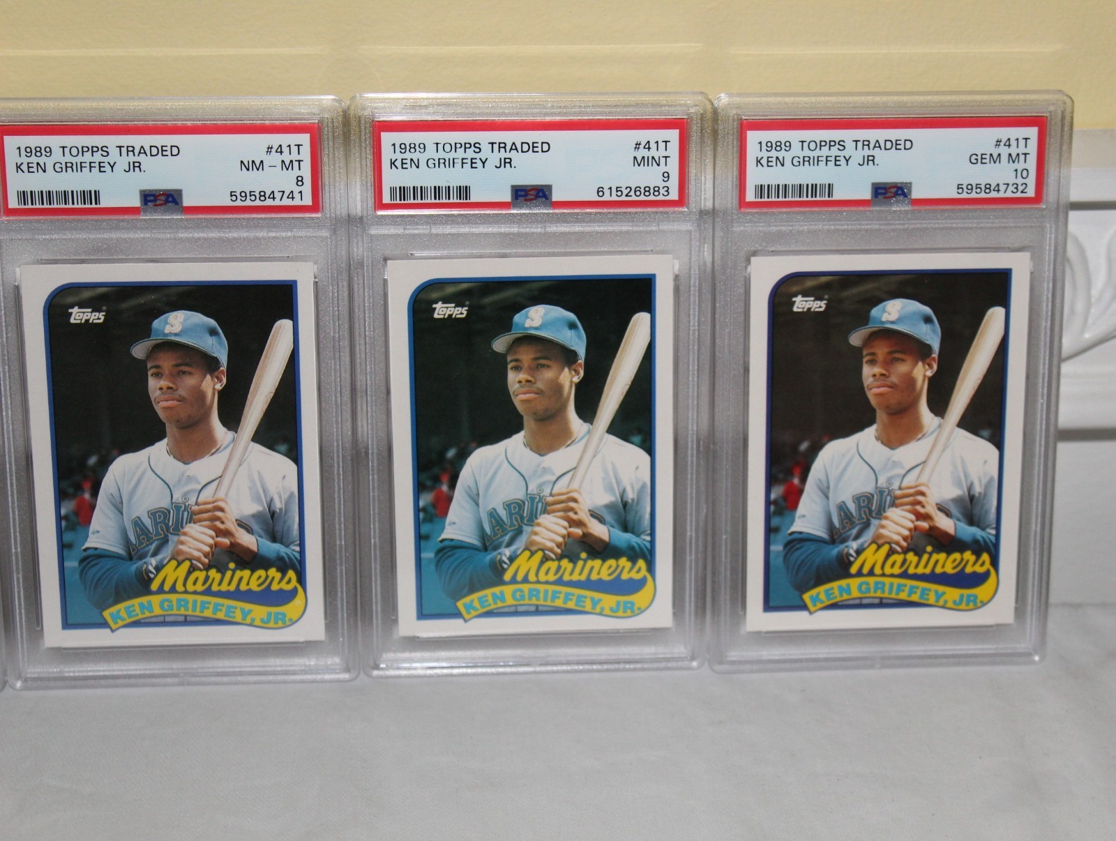 FIVE (5) 1989 Topps Traded #41T KEN GRIFFEY JR. ROOKIE PSA 10 GEM MINT 9 8 7 6 view 3