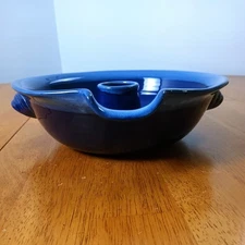 Tumbleweed Pottery Cobalt Blue Upright Chicken Cooker Roaster Ceramic Bowl Spout