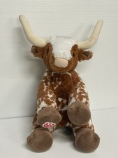 Build A Bear Plush Texas Longhorn Cow Brown  White Spotted Bull Plush Toy 16  