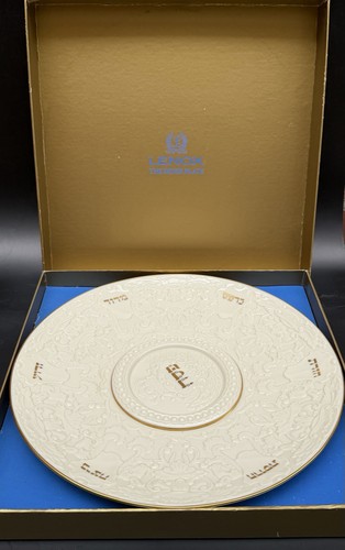 Lenox Seder Plate w/ 24K Gold Lettering Jewish Museum Edition Boxed (243)
