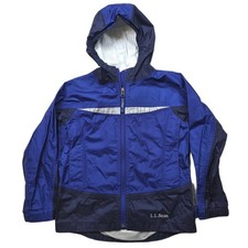 L.L.Bean Windbreaker Jacket Kids Medium 5-6 Royal Blue Lightweight Hooded Rain