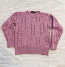 Eddie Bauer Vintage Women  s Pink Cable Knit Sweater Barbiecore Size Medium