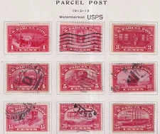 1913 Parcel Post singles Sc Q1 - Q9 set of 9 issues 1c to 25c used hinged (PT