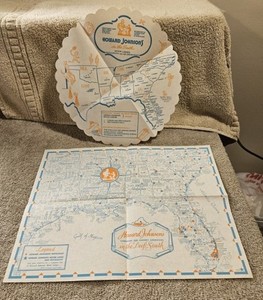 Vtg Set of 2 1959 Howard Johnson's in the Deep South Restaurant Paper Placemats