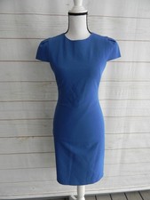 Alice + Olivia Hollis Blue Royal Black Lace Cap Sleeves Sheath Dress Sz 0 XS