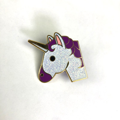 Varsity Spirit Glitter Unicorn Pin Rainbow Sparkle Emoji Gold Tone Varsity.com