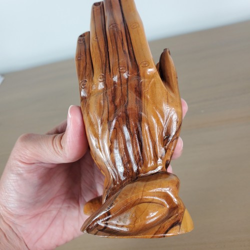Praying Hands Olive Tree Wood Holy Land Bethlehem Israel Religious Vintage - Picture 10 of 19