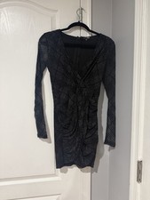 Fashion Nova Black/Silver Sparkly Long Sleeve Dress Size S