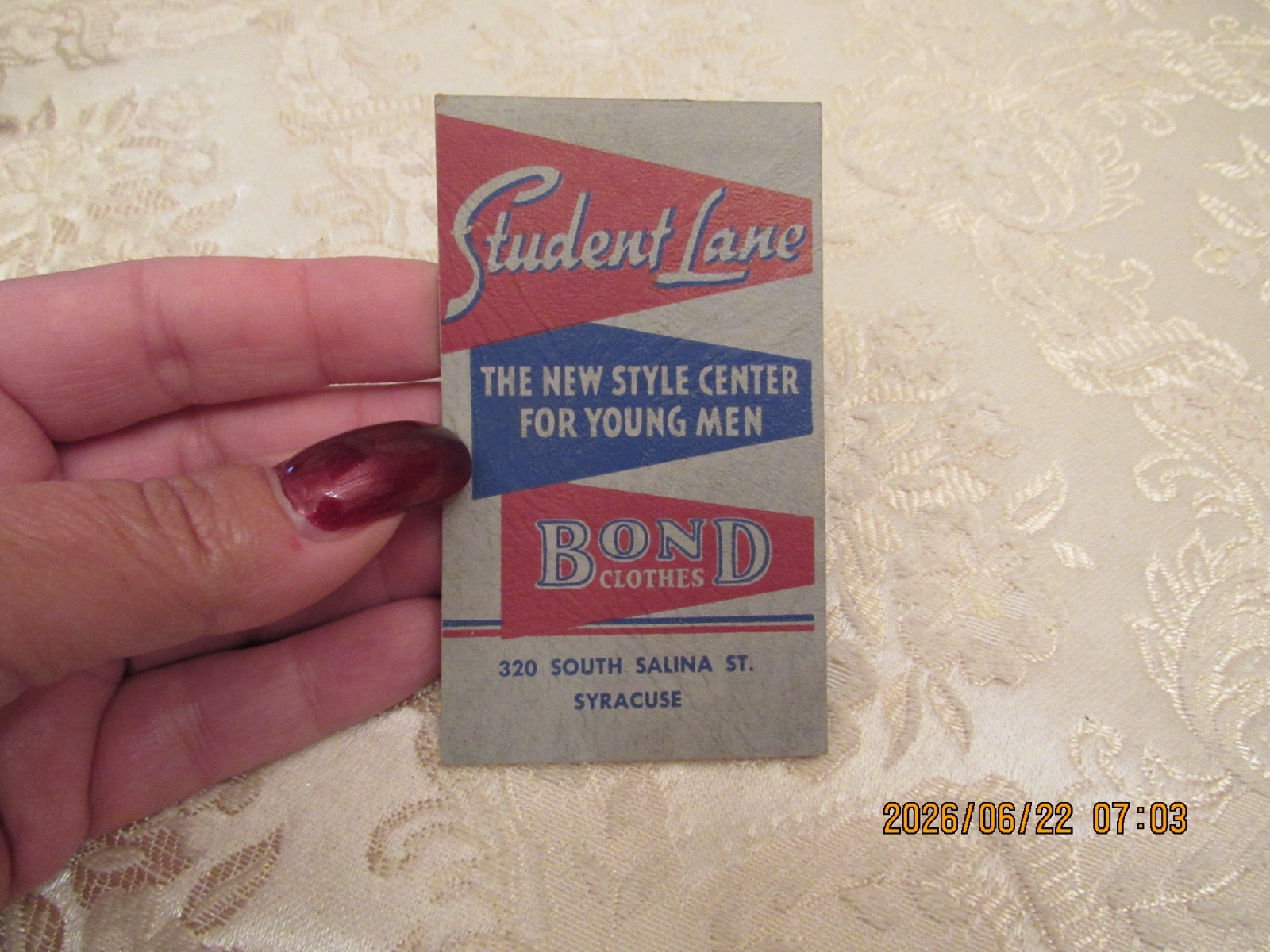 VTG Notepad Student Lane Bond Clothes Syracuse NY