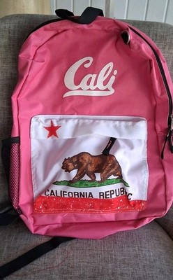 California Republic Flag Bear Backpack/Bag/ Tote/ Brown Bear Pink /Hard To Find 