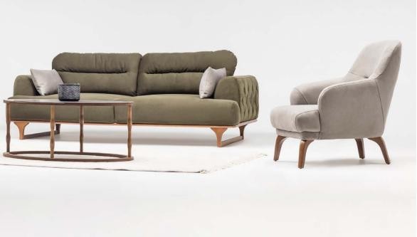 Komplette Stoffsofa Dreisitzer Sofa Sessel Counch Polstersofa Set GrüN-image