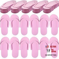 60 Pairs Disposable Pedicure Slippers Foam Spa Pedi Flip Flops Bulk Pink