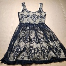 Wet Seal Women's Juniors Small Black Floral Lace Over Lining Mini Dress Y2k