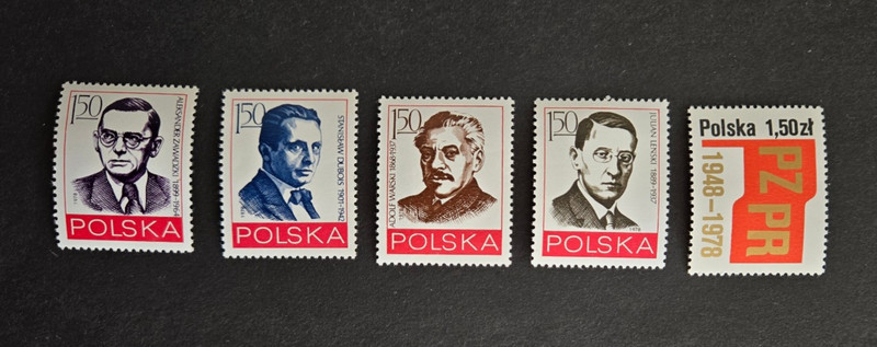 Poland 1978 Set of 5 stamps Heroes of Labor includes glassine envelope STLC