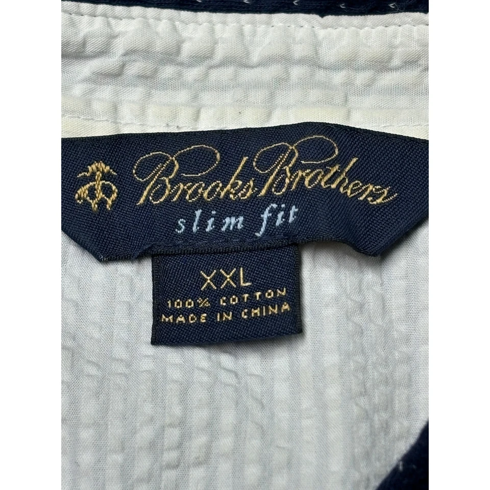 Brooks Brothers XXL 修身蓝色波点棉质 Polo 衫 — 第 3/4 张图片