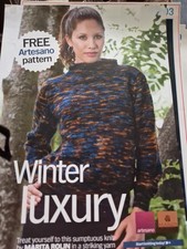 Long Sleeve Roll Neck Sweater Aran Knitting Pattern Artesano Marita Rolin 32-46"