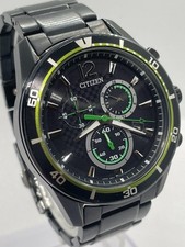 CITIZEN schwarz grünes Zifferblatt Chronograph Armbanduhr Japan