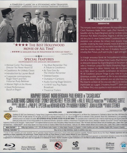 CasaBlanca - Humphrey Bogart, Ingrid Bergman, Peter Lorre, New Blu Ray - Picture 2 of 2