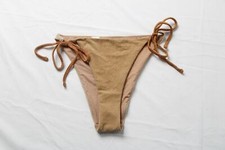Aerie Women's Sparkle Cheekiest Tie Bikini Bottom EJ2 Stumped Brown Large NWT