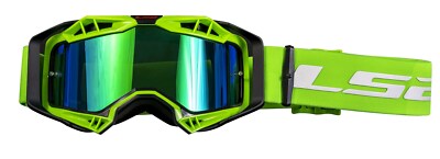MotoCrossbrille LS2 Aura Pro Iridium MX Brille grün mit verspiegeltem Glas