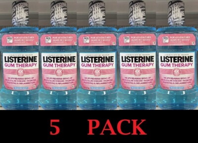 5x Listerine GUM THERAPY GLACIER MINT Mouthwash Antiseptic 1.0 L/ 33.81oz 5 PACK