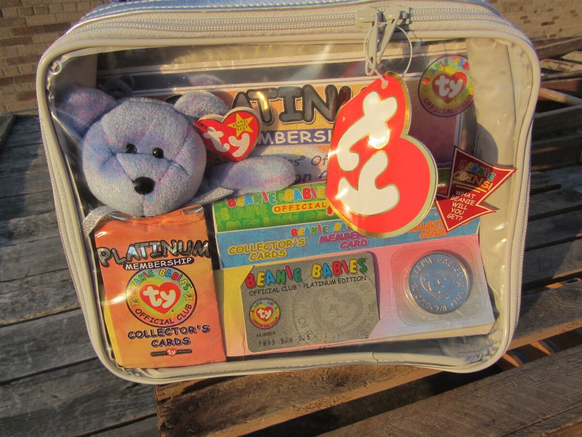 TY Beanie Babies Case PLATINUM Official Club, coin cards, CLUBBY II NEVER  OPENED