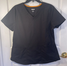 Scrubstar Scrub Top Womens Scrubs Size Medium Black Short Sleeve V Neck 3 Pocket