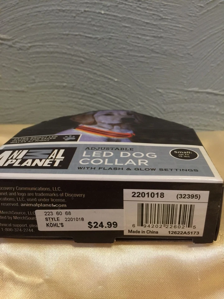 nova coleira de cachorro ANIMAL PLANET ajustável LED flash e configurações de brilho PEQUENO laranja - Imagem 3 de 3