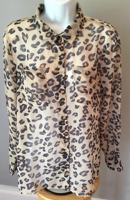 MUDD~SUPER CUTE LEOPARD PRINT SHEER L/S BLOUSE~LADIES/JRS SZ:M