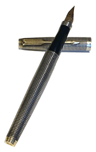 Vintage PARKER 75 Cisele Sterling Silber Gold Flat Tops Füllfederhalter 14K Feder - Bild 12 von 13
