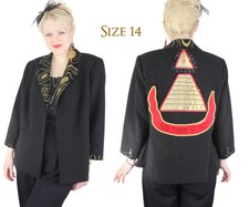 Desperately Seeking 80s Pyramid Style Size 14 Black Glitter Susan Jacket