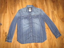 G Star Shirt Mens 3XL Blue Denim Snap Buttons Western Long Sleeved 25'' p2p XL