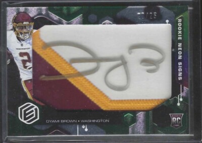 DYAMI BROWN 2021 PANINI ELEMENTS GREEN ROOKIE NEON SIGNS PATCH AUTO RC #D 20/25