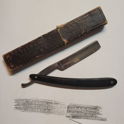 B Payn's Sons Tobacco Co. Albany NY DUANE CUTLERY Germany Straight Blade razor