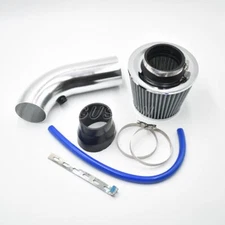 Silver Cold Air Intake Filter Induction Kit Pipe Power Flow Hose System Car Auto