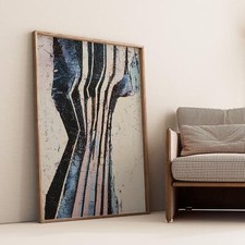 Strata Lines Modern Abstract Wall Art Black Blue Pink Geometric Print for Home