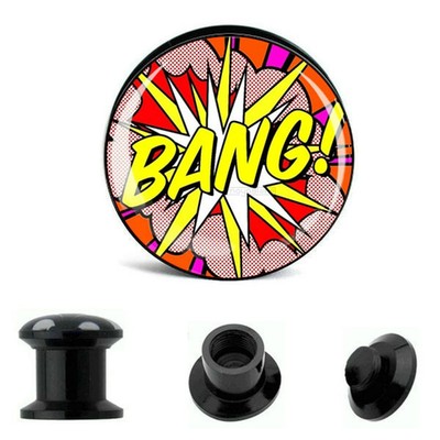 6MM-25MM BANG PLUG TUNNEL COMIC SCHRAUB OHR SCREW FLESH PIERCING SUPERHERO POW
